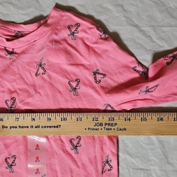 Old Navy Pink Long Sleeve Softest Tee Shirt with Candy Canes Print Girls Small - Picture 9 of 12
